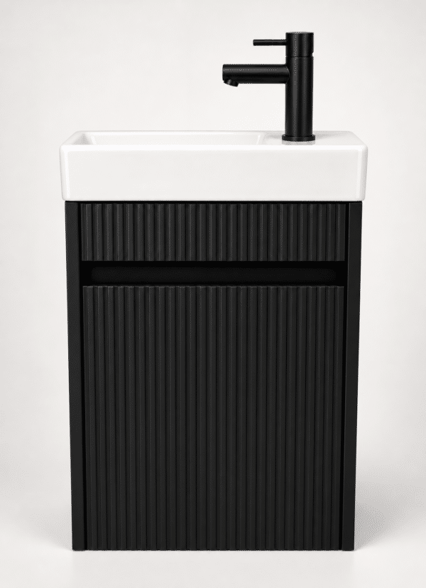 STELLAR NOBLE toiletmeubelset 40 × 22,5 × 63 cm mat zwart kraan zwart