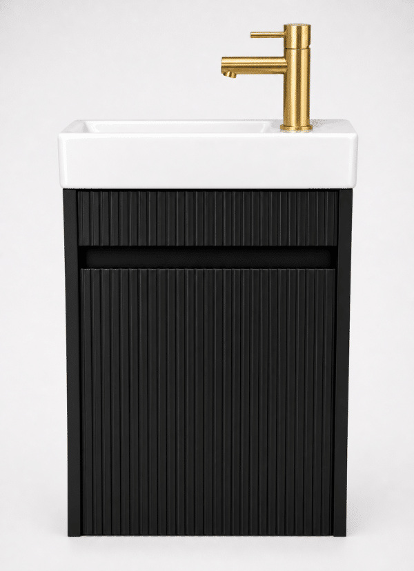 STELLAR NOBLE toiletmeubelset 40 × 22,5 × 63 cm mat zwart kraan goud