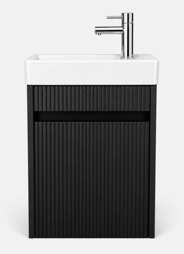 STELLAR NOBLE toiletmeubelset 40 × 22,5 × 63 cm mat zwart kraan chroom