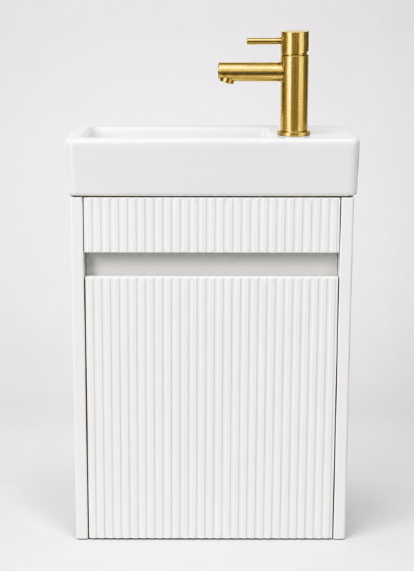 STELLAR NOBLE toiletmeubelset 40 × 22,5 × 63 cm hoogglans wit kraan goud