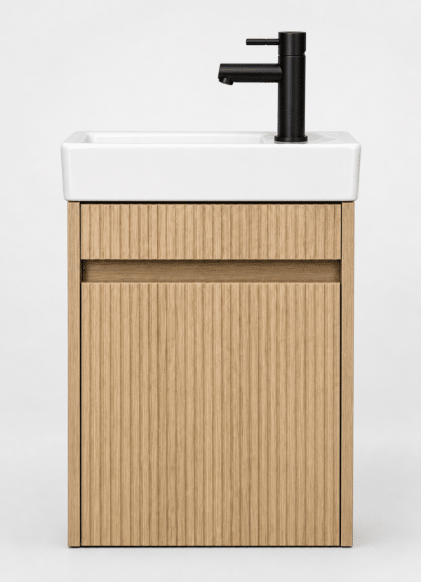STELLAR NOBLE toiletmeubelset 40 × 22,5 × 63 cm eikgrijs kraan zwart