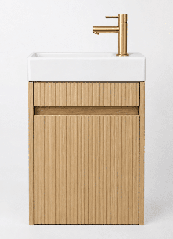 STELLAR NOBLE toiletmeubelset 40 × 22,5 × 63 cm eikgrijs kraan goud