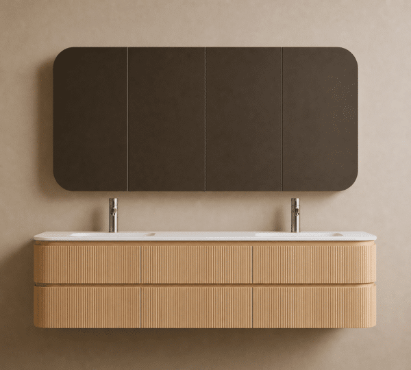 STELLAR TWINCURVA III badkamermeubelset 160 × 49 × 56,5 cm naturel eik
