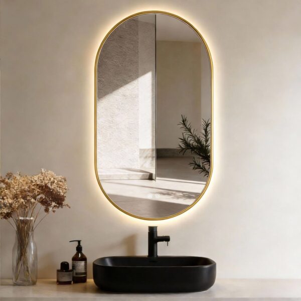 ZIMMER OVAAL LED-spiegel 50 × 100 cm goud rand