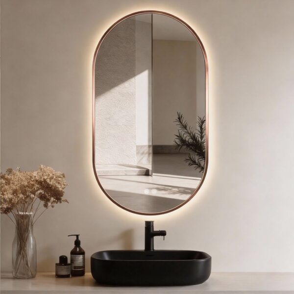 ZIMMER OVAAL LED-spiegel 50 × 100 cm koper rand